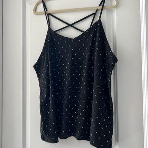 Black and white spaghetti strap flowy tank